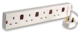PRO ELEC 2 Metre 4 Way Surge Protected Extension Lead with Individual Neon Switches