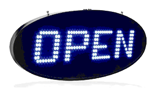 Open Oval Blue Led Sign