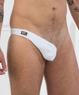 White One Sided Thong - Twin Strap