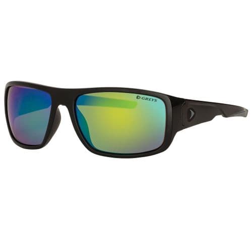 Greys G2 Polarised Sunglasses Gloss Black Frame, Green Mirror Lens