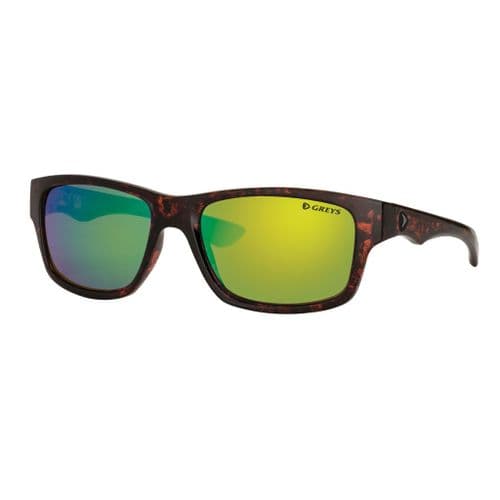 Greys G4 Polarised Sunglasses Gloss Tortoise Frame, Green Mirror Lens