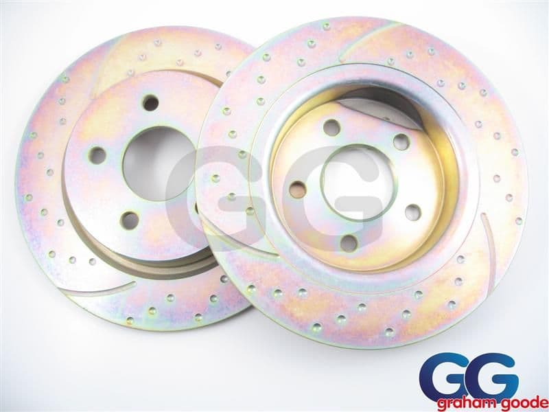 Front EBC Brake Discs Impreza Newage Brembo Calipers 2002-2005 100PCD Uprated Dimpled GD1056