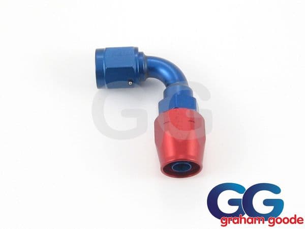 Goodridge 200 Series Dash 10JIC 200.10 Fuel Hose 90Degree Tubular Fitting Blue/Red Anodised 236-9010