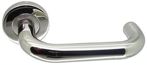 Stainless Steel Lever Door Handles on Rose - Polsihed - 072