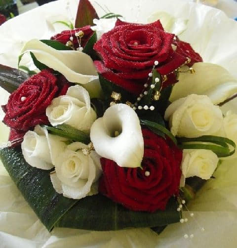 Red  & White Bridal Bouquet