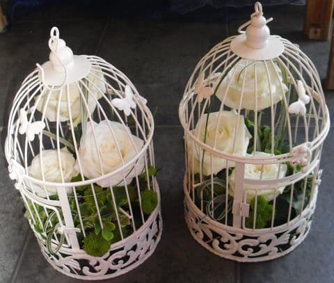 White and Sage Bird's Cage