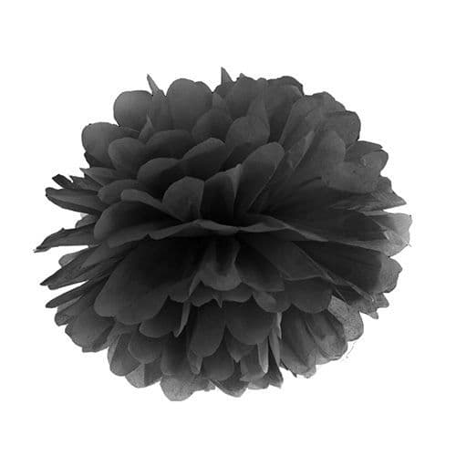Black Paper Pom Pom 35cm - Μαυρο Χαρτινο Πομ Πομ 35εκ.