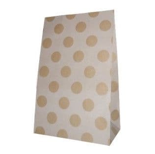 Brown dots Party bitty bags Set of 12/ Κράφτ πουά χαρτινα σακουλακια Σετ των 12