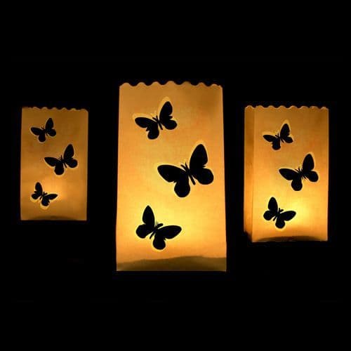 Butterflies Paper Lanterns 15X9X26cm Pack of 10 / Χαρτινα Φαναρια Πεταλούδες 15Χ9Χ26εκ. Σετ των 10