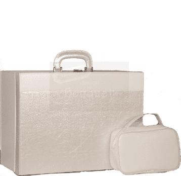 Christening box cream wrinkled leather / Κουτί βάπτισης βαλίτσα εκρού τσαλακωτή δερματίνη