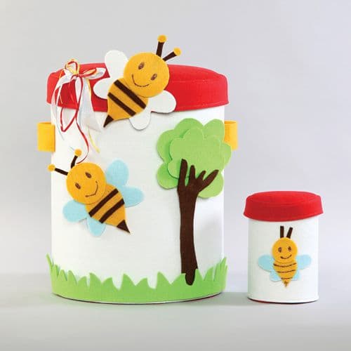 Christening box Felt & burlap bees / Κουτί Βάπτισης απο τσόχα και τσουβάλι με μελισσούλες