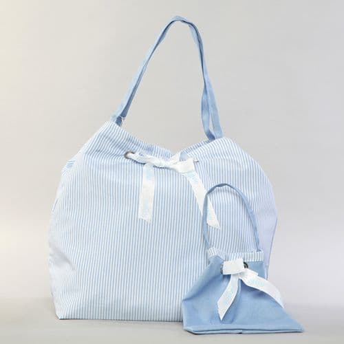 Christening double sided bag in blue  / Γαλάζια τσάντα βάπτισης διπλής όψης