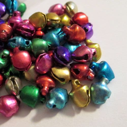 Colorful Jingle Bells 10mm set of 100 / Χρωματιστά κουδουνάκια 10mm σετ των 100