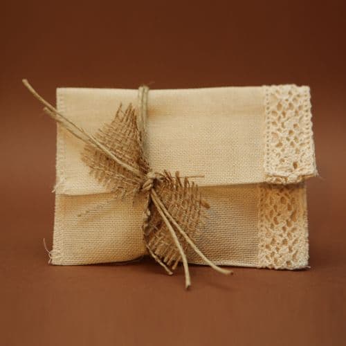 Gauze with cotton lace envelope favour / Μπομπονιέρα φάκελος γάζα με βαμβακερή δαντέλα