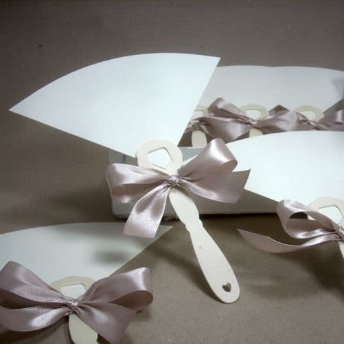 Handmade Paper Fans with wooden Eco-friendly Handle Set of 25 - Ribbon - Χειροποίητες Βεντάλιες με Ξύλινο  Οικολογικό Χερούλι Σετ των 25 τμχ