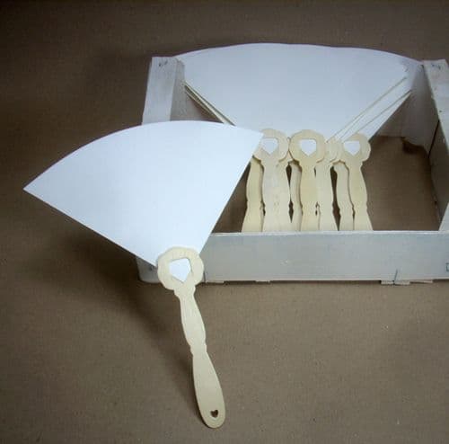 Handmade Paper Fans with wooden Eco-friendly Handle Set of 25 White - Χειροποίητες Βεντάλιες με Ξύλινο  Οικολογικό Χερούλι Σετ των 25 τμχ Λευκό