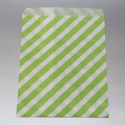 Oblique Stripes Green Party bitty bags Set of 25/ Πλάγιο ριγέ Πράσινο χαρτινα σακουλακια Σετ των 25
