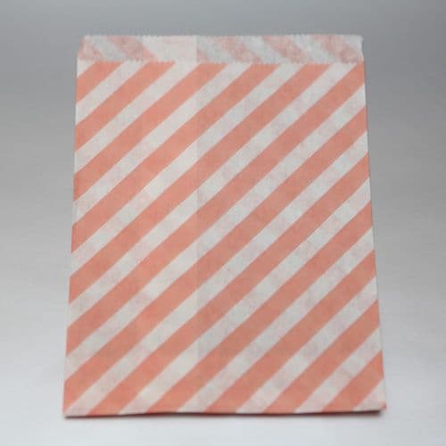 Oblique Stripes Pale Pink Party bitty bags Set of 25/ Πλάγιο ριγέ απαλό αντίκ ροζ χαρτινα σακουλακια Σετ των 25