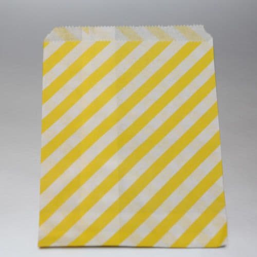 Oblique Stripes Yellow Party bitty bags Set of 25/ Πλάγιο ριγέ Κίτρινο χαρτινα σακουλακια Σετ των 25
