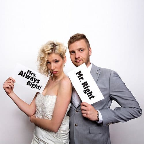 Photo Booth Props - Κάρτες για το photobooth:  Mr Right / Mrs Always Right
