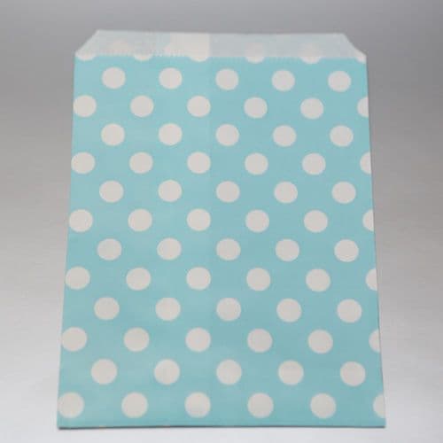 White dots Light blue Party bitty bags Set of 25/ Άσπρο πουά γαλάζια χαρτινα σακουλακια Σετ των 25