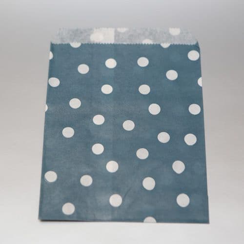 White dots navy blue Party bitty bags Set of 25/ Άσπρο πουά μπλε χαρτινα σακουλακια Σετ των 25