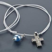 Witness pins bracelets with a crystal 50pcs / Μαρτυρικά βραχιολάκια με γαλάζια πέρλα 50τμχ