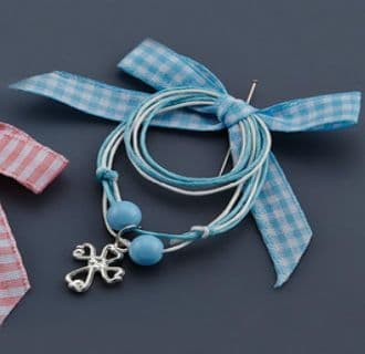Witness pins with chequered ribbon 50pcs / Μαρτυρικά με καρό κορδέλα - Γαλάζιο 50τμχ