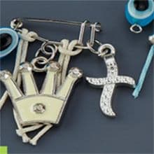 Witness pins with cross and crown 50pcs / Μαρτυρικά με σταυρό και εκρού κορώνα 50τμχ