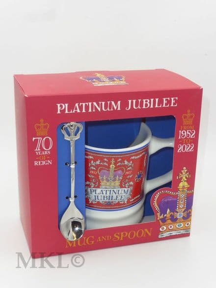 Commemorative China Mug & Spoon Gift Set - Platinum Jubilee
