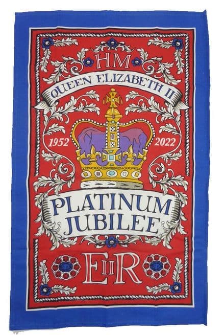 Commemorative Cotton Tea Towel - HM The Queen's Platinum Jubilee (Crown)