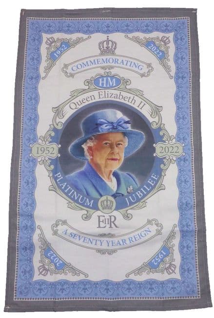 Commemorative Cotton Tea Towel - HM The Queen's Platinum Jubilee (Portrait)
