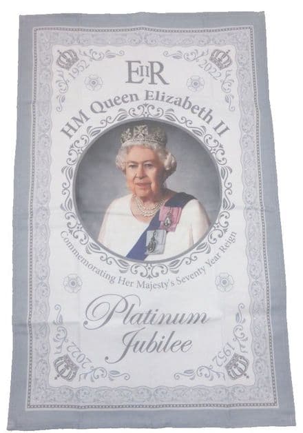Commemorative Cotton Tea Towel - HM The Queen's Platinum Jubilee (Signature)