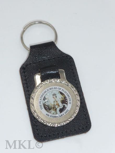 Commemorative Keyring - HM The Queen's Platinum Jubilee (On Leather Fob)