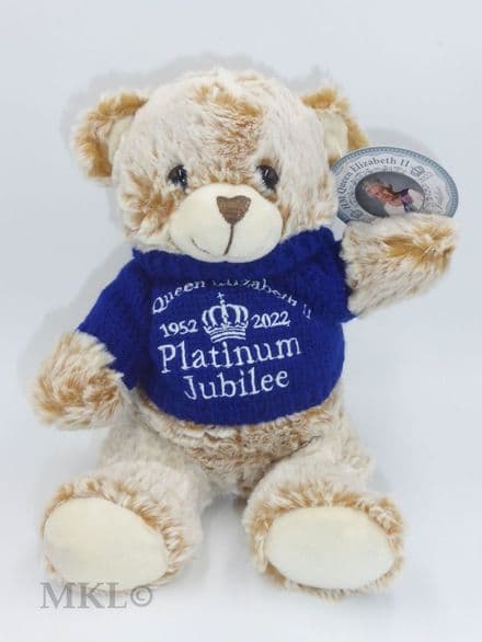 Commemorative Teddy Bear - HM The Queen's Platinum Jubilee (Blue Jumper)