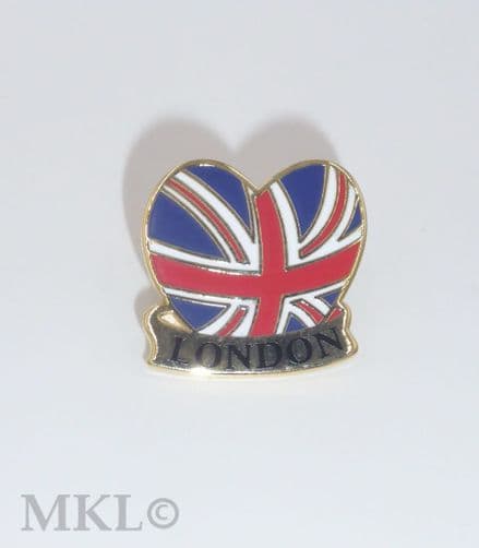 Lapel Pin Badge - London Union Flag Heart