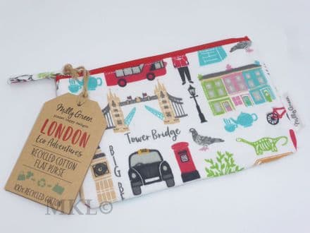 Milly Green London Adventures Flat Purse - 100% Recycled Cotton