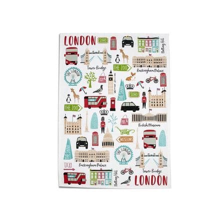 Milly Green London Adventures Tea Towel - 100% Recycled Cotton