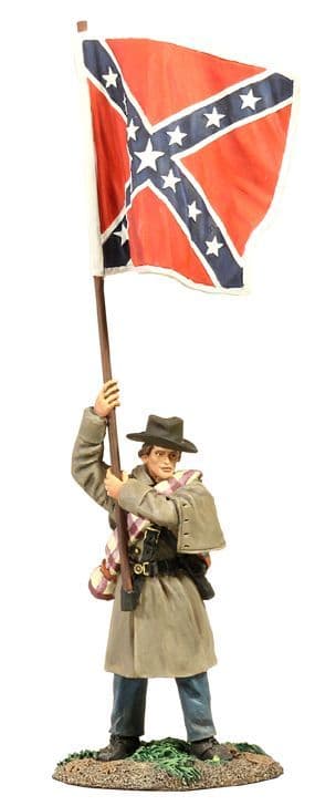 WB31165 Confederate Infantry Flagbearer in Winter Clothing,  Army of Northern Virginia Flag, at Rest