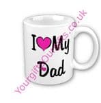 I Love My Dad - Grandad - Granny etc.. Personalised Mug Blue Or Pink Hearts | Photo or Message