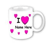 Personalised I Love Mug With Pink Hearts | Photo or Message