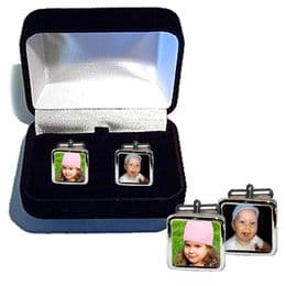 Personalised Photo Cufflinks Polished Silver, Photo Cufflinks, Cufflinks With Photos, Cuff Links