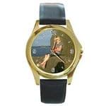Personalised Photo Watch Round Gold Style