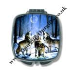 Wolf Themed Chrome Compact Mirrors