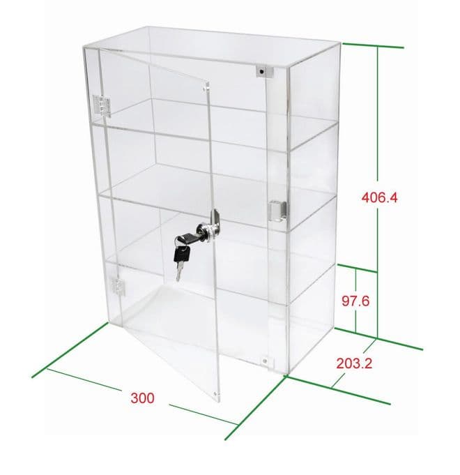 1 High Gloss Clear Acrylic Display Case with Front Door & Security Lock DB089B-08IN