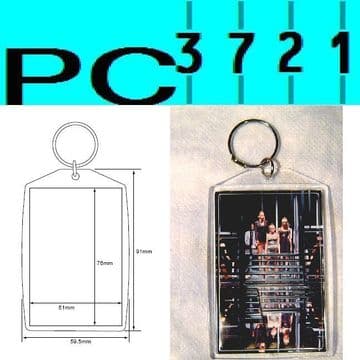 100 Blank Rectangular Clear Plastic Jumbo Keyrings 76 x 51 mm Insert 83721