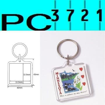 Pack of 10 Blank Square Clear Plastic Keyrings 33.5 x 33.5 mm Insert 09012