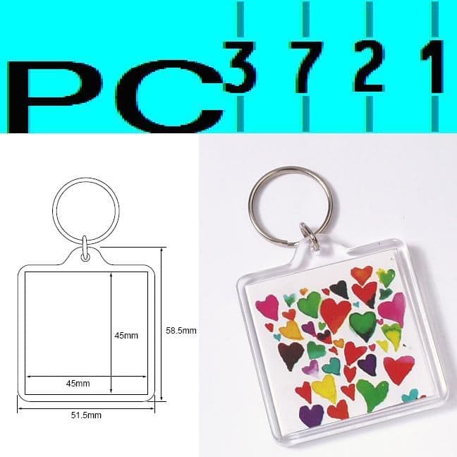 Pack of 10 Blank Square Clear Plastic Keyrings 45 x 45 mm Insert 94312